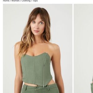 Green Strapless Corset Top